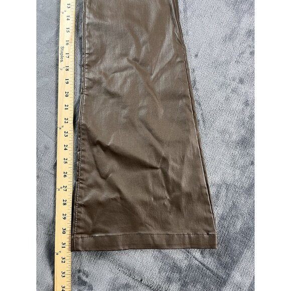 NWT SOFIA VERGARA Melisa High-Rise Faux Leather Flare Pants Jeans Brown SZ 0 - Picture 9 of 9